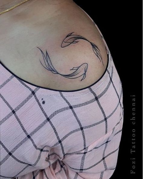 Fish Shoulder Tattoo, Tattoo On Shoulder, Koi Fish Tattoo, Fish Tattoo, Shoulder Tattoo, Koi Fish, Tattoo On, Fish Tattoos, Koi