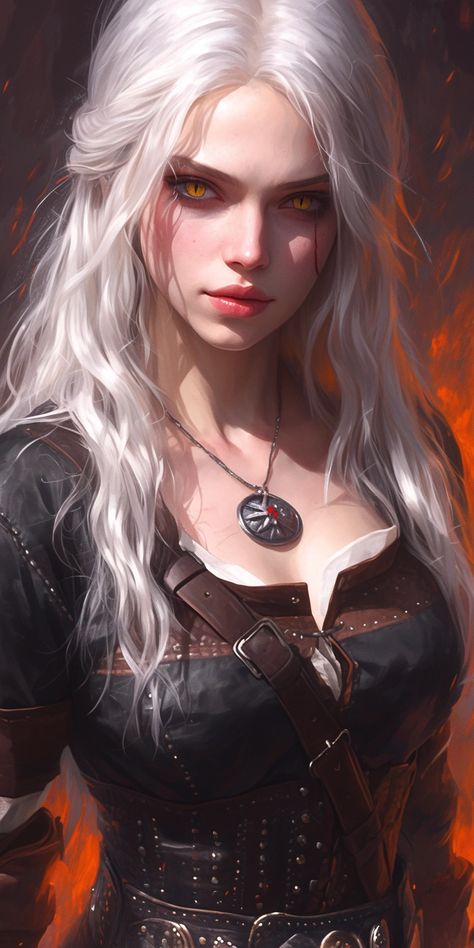 Created with Midjourney Ai #Character #Fantasy #Anime #cartoon #cyberpunk #sci-fi Ciri Witcher Art, Eredin Witcher, Female Witcher, Dragon Age Art, The Witcher Ciri, Cartoon Cyberpunk, Witcher Oc, Ciri Witcher, Cool Wallpapers For Girls