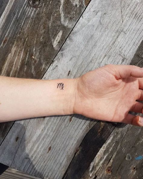 70 Best Virgo Tattoo Designs for the Perfect Child of the Zodiac » EcstasyCoffee Finger Tattoos Virgo, Virgo Symbol Tattoo, Virgo Tattoo Ideas, Couples Zodiac Tattoos, April Ideas, Virgo Tattoo Designs, Virgo Constellation Tattoo, Virgo Symbol, Tattoo On Wrist