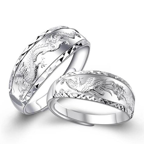 phoenix and dragon ring ,men, couple , 990 silver jewelry sets , free shipping $23.00 Phoenix Jewelry, Dragon Phoenix, Costume Jewelry Rings, Dragon Ring, Friendship Rings, Silver Dragon, Silver Jewellery Sets, Couple Rings, 925 Jewelry