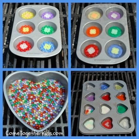 Come Together Kids: Melted Bead Suncatchers Melted Bead Suncatcher, Beads Suncatcher, Bead Suncatchers, Melted Pony Beads, Melted Bead Crafts, Bead Suncatcher, Artful Parent, Melted Beads, Scout Crafts