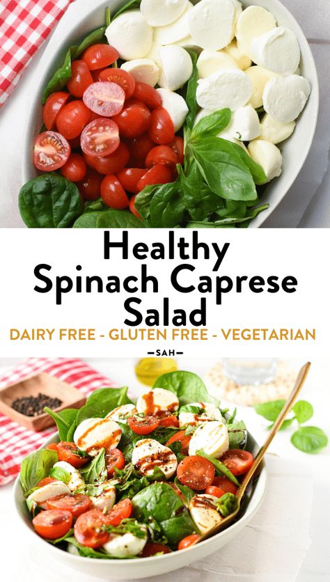 Salad Recipes Using Spinach, Savory Spinach Salad, Spinach Salad With Balsamic Dressing, Spinach Salad Meal Prep, Easy Spinach Salad Recipes, Spinach And Avocado Salad, Spinach And Tomato Salad, Spinach Tomato Mozzarella Salad, Whole 30 Spinach Salad