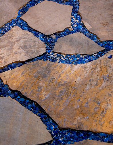 going to try this with brick and jewel tones ! pics to come ! Glass Walkway, Stone Walkway, Garden Walkway, Pebble Mosaic, Rock Garden Landscaping, Mosaic Garden, Garden Pathway, Backyard Landscaping Designs, Rock Garden