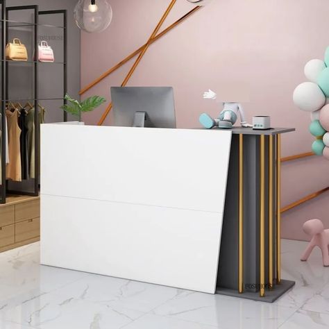 Luxury Reception Desk Counter Supermarket Shop Clothing Bar Counter Beauty Salon Modern Barber Shop Luxury Supermarket, Modern Supermarket, Luxury Reception Desks, Modern Barber Shop, Luxury Reception, Reception Desk Counter, Bar Counters, Desk Counter, Modern Reception Desk