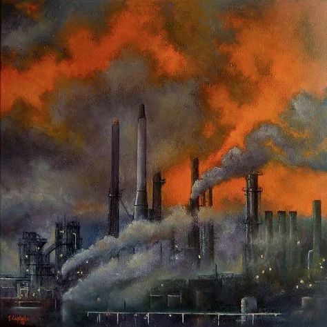 Şelale Gültekin on Instagram: ““View in My Room” painting by Tomas Castaño (was born in Santander/Spain in 1953) He has a realistic style. @pieddepoule_selale #beyoğlu…” Air Pollution Painting, Pollution Aesthetic, Pollution Painting, Pollution Poster, Air Pollution Poster, Decay Art, Baby Captions, Environment Painting, Environmental Pollution