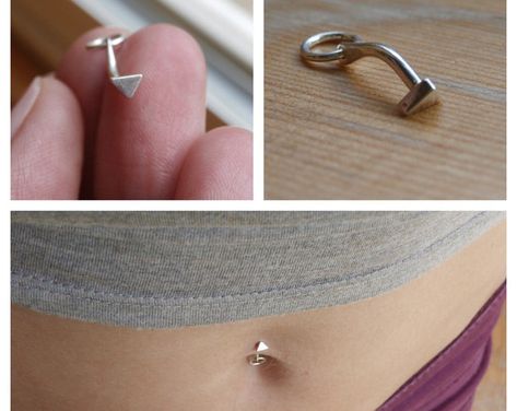 Etsy :: Your place to buy and sell all things handmade Tiny Belly Button Piercing, Ring Dance, Belly Button Piercing Jewelry, Triangle Ring, Belly Jewelry, Zierlicher Ring, Piercing Ring, Belly Piercing, Helix Earrings