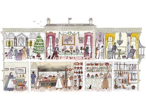 dolls_house Cozy Kitchens, House Plans One Story, House Illustration, Illustration Cartoon, Design Master, Cross Section, Simple Illustration, Art Christmas, Fairy Land