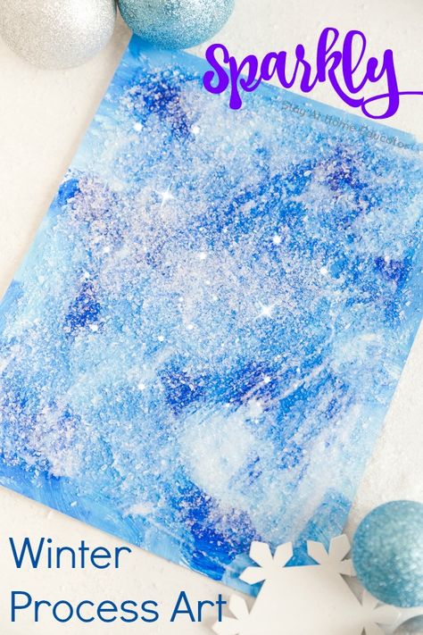 Sparkly Winter Paintings Make Gorgeous Winter Process Art Winter Process Art, Salt Painting, January Crafts, Winter Art Projects, Winter Preschool, Winter Crafts For Kids, Winter Painting, Toddler Art, Winter Art