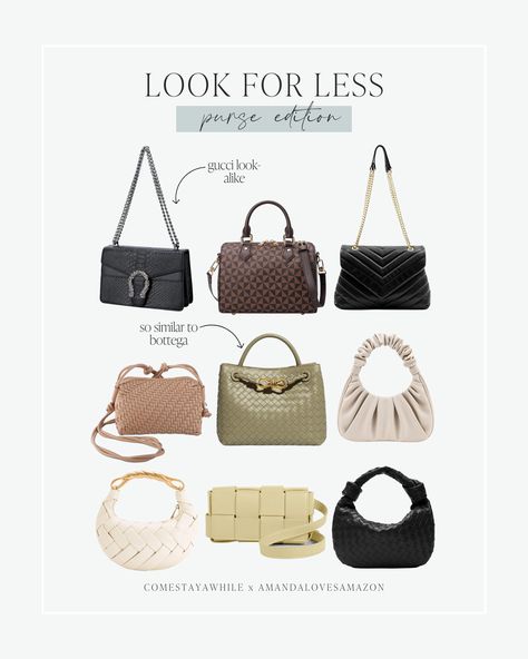 Designer purses look for less—Amazon affordable designer look-alike purses. Bottega looks for less. Gucci looks for less. Dior looks for less. Stylish designer looks for less. 

Designer Dupes | Affordable High End Fashion | Amazon Dupes | Purses | Handbags | Clutch

Follow comestayawhile for DIY projects, neutral home decor, casual outfit inspo, makeup and skincare routine, lifestyle, parenting, & more.

Follow amandalovesamazon for home inspiration, fashion finds, and beauty items from Amazon. Routine Lifestyle, Inspo Makeup, Designer Looks, Popular Handbags, Designer Purses, Beauty Must Haves, Inspiration Fashion, Purses Designer, Beauty Items