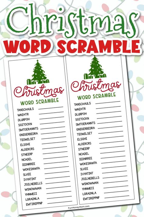 This free printable Christmas Word Scramble is the perfect Christmas activity for little ones. It's a great holiday game that'll keep them entertained (and off TV) over the winter break. Christmas Word Scramble Free Printable, Christmas Word Scramble, Printable Christmas Games, Fun Christmas Games, Word Scramble, Holiday Games, Christmas Words, Free Christmas Printables, Winter Break