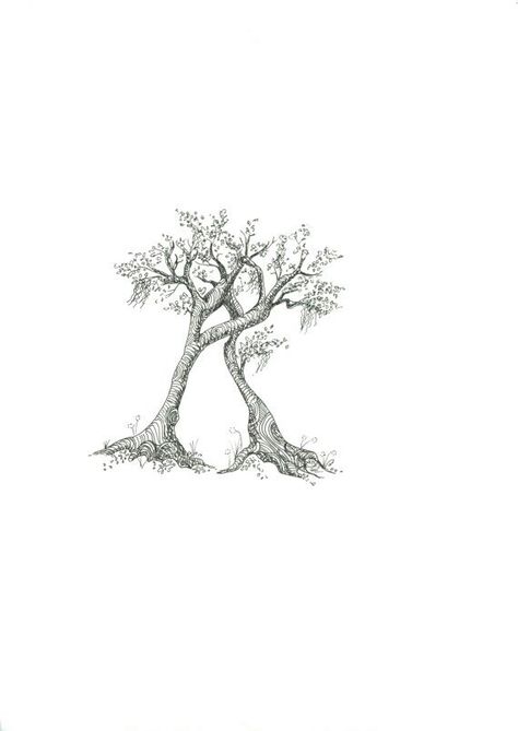 Two trees growing as one- organ donation symbol 2 Trees Intertwined, Two Trees Intertwined Tattoo, Best Friend Tree Tattoos, Love Tree Tattoo, Intertwined Tree Tattoo, Tree Couple Tattoo, Intertwined Tattoo Ideas, Couples Tree Tattoo, Two Trees Tattoo