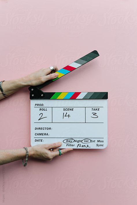 Woman holding clapperboard over pink background by kkgas for Stocksy United Pink Clapperboard, Clapper Board Aesthetic, Clapperboard Aesthetic, Pink Glitter Background, Life After High School, Film Background, Pink Background Images, Romantic Background, Life Board