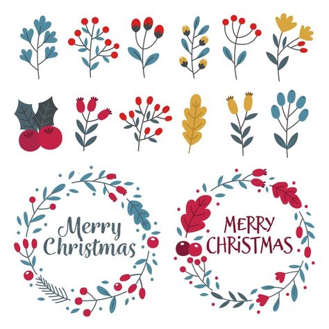 Collection de guirlande de noël dessinés... | Premium Vector #Freepik #vector #fleur #noel #hiver #main Christmas Face Painting, Christmas Fonts Free, Hand Drawn Christmas, Christmas Download, Wreath Drawing, Christmas Embroidery Patterns, Christmas Doodles, Christmas Fonts, Christmas Inspo