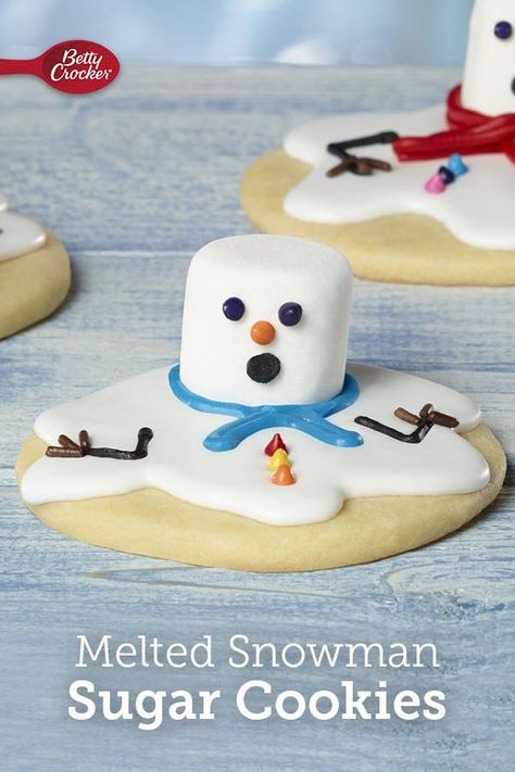 Snowman Sugar Cookies, Snowmen Cookies, Jul Kaka, Unique Christmas Cookies, Cookie Recipes For Kids, Melting Snowmen, Cookie Images, Melted Snowman, Easy Christmas Cookie Recipes