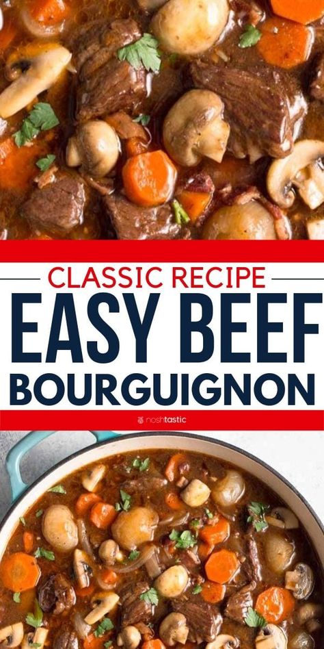 Easy Beef Bourguignon, Dutch Oven Beef, Beef Bourguignon Recipe, Crockpot Recipes Beef Stew, Easy Beef Stew, Beef Stew Crockpot, Slow Cooker Beef Stew, Crockpot Beef, Beef Stew Recipe