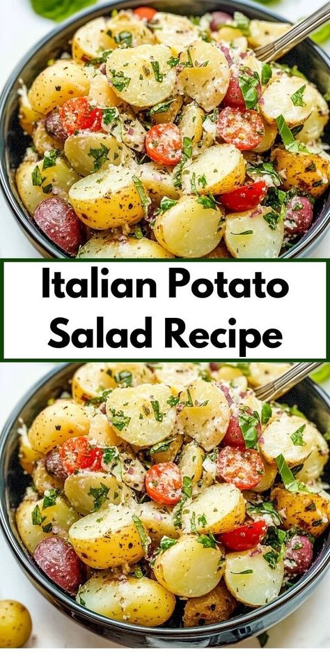 Looking for dinner ideas? Try our Italian Potato Salad recipe. It’s one of the best dinner recipes for family, combining classic potato salad with Italian flavors—perfect for easy and tasty salad recipes. Italian Potato Salad Recipe, Italian Potato Salad, Quick Salad Recipes, Potato Salad Recipes, Picnic Side Dishes, Italian Potatoes, Salad Recipes Lunch, Potato Salad Recipe, Salad Recipes For Dinner