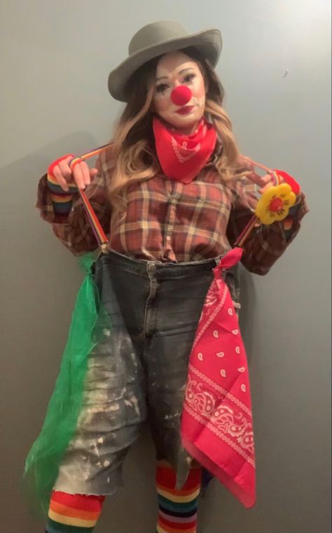 Rodeo Clown Costume Diy, Rodeo Clowns Costume, Hobo Clown Costume, Female Rodeo Clown, Cowboy Clown Costume, Rodeo Clown Makeup Women, Rodeo Clown Costume Womens, Diy Clown Outfit, Rodeo Clown Aesthetic