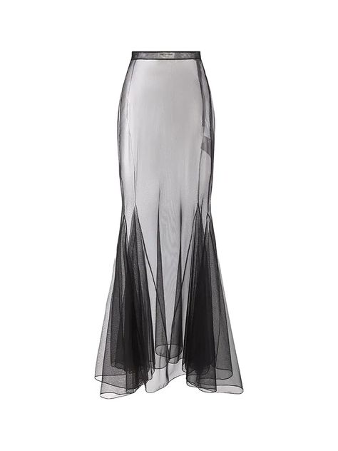 SHOP BAZAAR: SAINT LAURENT Sheer Maxi Flute Skirt… Sheer Maxi Skirt, Black Fr, Sheer Skirt, Mesh Skirt, Fashion Inspiration Design, Layered Skirt, Fashion Design Clothes, How To Style, Nyx