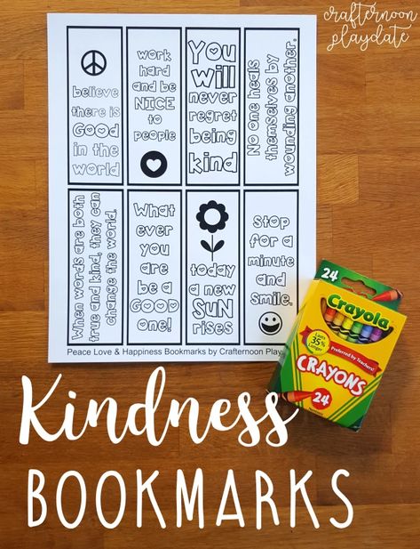 Free Peace Love and Happiness: Kindness Bookmark Coloring Page – Crafternoon Playdate Bookmark Coloring, Kindness Notes, Kindness Club, Peace Love And Happiness, Teaching Kindness, Kindness Projects, Kindness Challenge, Kindness Activities, World Kindness Day