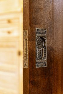 Vintage Pocket Doors, Antique Pocket Doors, Pocket Doors Bathroom, Interior Pocket Doors, 1920 Home, Vintage Door Hardware, Pocket Door Pulls, Pocket Door Hardware, Timeless Kitchen