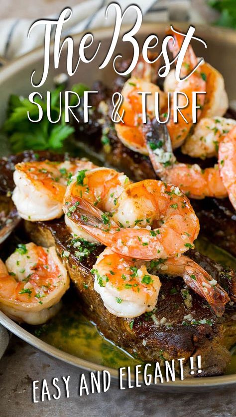 Surf N Turf Recipes, Spicy Seafood, Steak And Shrimp, Surf And Turf, Steak And Seafood, Steak Dinner, Steak Recipes, Seafood Dishes, Grocery List