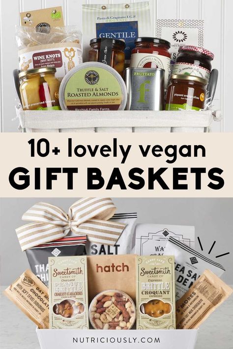 Vegan Basket Gift Ideas, Vegan Gift Basket Ideas, Vegan Gift Basket, Book Gift Basket, Breakfast Gift Basket, Vegan Christmas Gifts, Winter Snack, Vegan Books, Food Boxes