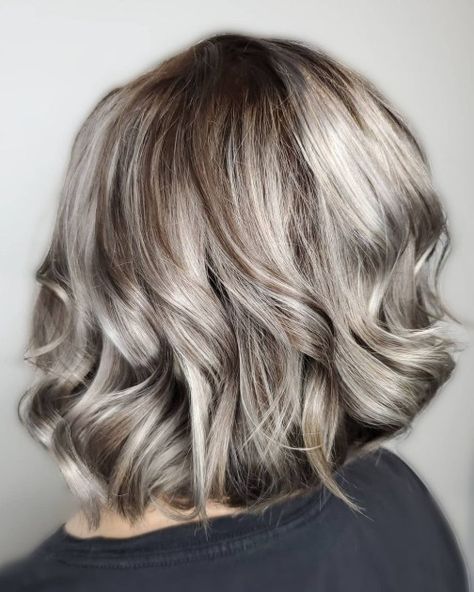 Silver Hair with Lowlights and Shadow Roots Silver Hair With Lowlights, Transitioning To Gray Hair, Natural White Hair, Ash Grey Hair, Shadow Roots, Blue Grey Hair, Dark Grey Hair, Grey Hair Care, Grey Hair Dye