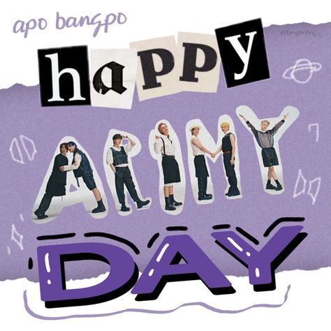 bts army day edit Happy Birthday Army Bts, Happy Army Day Bts, Happy Purple Day, Army Day Bts, Happy Birthday Army, Happy Army Day, Army Birthday Parties, Army Birthday, Army's Birthday