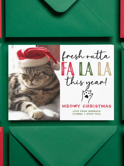 Celebrate the season with laughter and cuteness with our Funny Cat Photo Christmas Picture Custom Humorous Holiday Card. This cute one-photo Christmas card lets you showcase your feline friend in a lighthearted and festive way. Ideal for families and animal lovers, this funny holiday photo card captures the playful spirit of your cat, making it the purr-fect way to send warm holiday greetings to your loved ones. Funny Holiday Photo Cards, Funny Family Christmas Cards, Family Christmas Card Photos, Traditional Christmas Cards, Funny Cat Photos, Christmas Picture, Family Christmas Cards, Funny Holiday, Photo Christmas