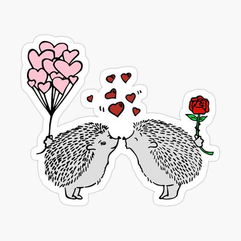 Hedgehog Couple, Hedgehog Tattoo, Rose Heart, Rosé Heart, Cute Hedgehog, Kissing Couples, Love Stickers, Hedgehogs, Heart Stickers