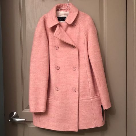 Darling Coat Perfect For Spring! New With Tags. Super Rare Light Pink Color. Length 31”. Oversized Pea Coat, Blush Pink Coat, Pastel Princess, Cottagecore Coquette, Zara Leather Jacket, Beautiful Wardrobe, Faux Fur Collar Coat, Zara Jacket, Fur Collar Coat