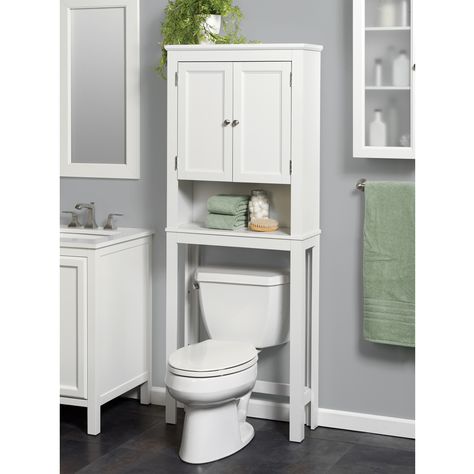 Arrives by Mon, Nov 15 Buy Zenna Home Custom Suite Over-The-Toilet Spacesaver, White at Walmart.com Tall Toilets, Frosted Glass Window, Over Toilet, Door Bathroom, Cabinet Shelving, Small Bathroom Storage, Toilet Storage, Organize Declutter, Closet System