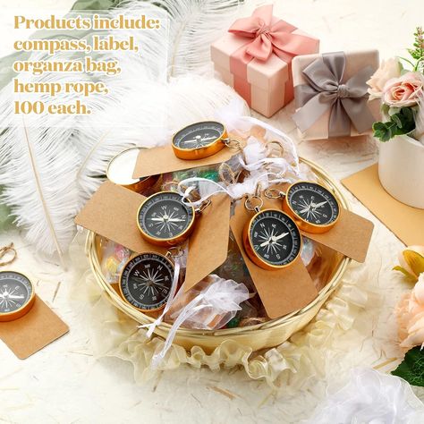 Amazon.com: 50 Sets Compass Wedding Favors for Guests Compass Souvenir Present Nautical Mini Compass Travel Themed Party Decorations with Kraft Tags and Drawstring Pouch for Birthday Wedding Christmas Ornament : Home & Kitchen Wedding Christmas Ornament, Compass Wedding, Kraft Tags, Wedding Christmas Ornaments, Travel Party Theme, Prom Ideas, Wedding Favors For Guests, Wedding Christmas, Drawstring Pouch