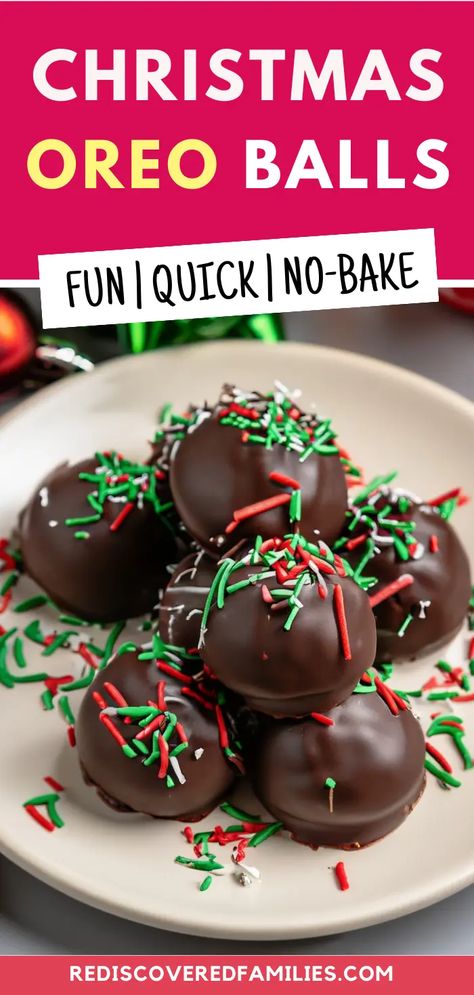 Get ready for festive joy with our Christmas Oreo Balls Recipe! These no-bake Christmas treats are really easy to make. Get the whole family involved in making them! Try our Christmas Oreo Truffles today! Oreo Cake Balls Christmas, Oreo Nutella Truffles, No Bake Truffles Christmas, Christmas Oreo Balls Recipe, Oreo Balls For Christmas, No Bake Christmas Balls, Easy Christmas Truffles No Bake, Oreo Balls Recipe Christmas, Oreo Christmas Desserts