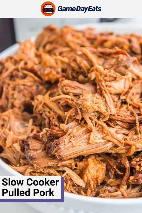 Indulge in the irresistible flavors of Slow Cooker Pulled Pork. Made with a Boston butt, BBQ sauce, and dry rub seasonings, it's the ultimate crowd-pleaser. Whether you're serving it up in sandwiches, tacos, or exploring creative culinary possibilities, this mouthwatering Southern dish is a guaranteed hit. Get the easy recipe and find out how to make the best pulled pork in a Crockpot. Pulled Pork Tenderloin Slow Cooker, Pulled Pork Tenderloin, Tenderloin Recipes Crockpot, Pulled Pork Crock, Barbecue Pulled Pork Recipe, Crockpot Pulled Pork Bbq, Bbq Pork Tenderloin, Bbq Pulled Pork Recipe, Crock Pot Pulled Pork Recipe