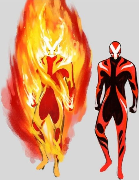 Super Powers Art Inspiration, Fire Superhero Suit, Sunfire Marvel, Original Superhero Design, Fire Superhero, Whyt Manga, Dc Superheroes Art, Hero Design, Sea Creatures Art