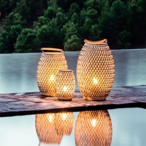 Dedon Dala Lantern. Modern Lawn, Nordic Lamp, Portable Lantern, Bamboo Lamp, Lawn Lights, Plastic Lights, Lantern Lamp, Solar Lights Garden, Waterproof Led