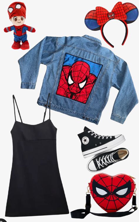 Disney outfit inspo, Spiderman, avengers campus, Spiderman outfit Avengers Disney Outfit, Spiderman Disney Outfit, Park Fits, Disney Outfit Inspo, Villain Fashion, Avengers Campus, Black Cosplayers, Spiderman Outfit, Disney Fits