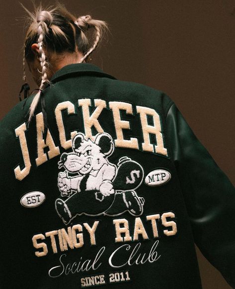 @jacker's Stingy Varsity Jacket 🐭💰 #onlyreal Varsity Jacket, Satin, Quick Saves