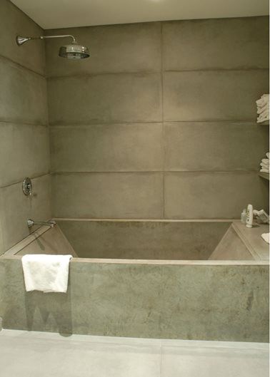 Photo Gallery - Tubs and Showers - Easthampton, MA - The Concrete Network Concrete Tub, Concrete Bathtub, Concrete Bath, Concrete Shower, Concrete Bathroom, Stone Soup, Bathroom Tub, Bathroom Remodel Shower, Tub Shower Combo