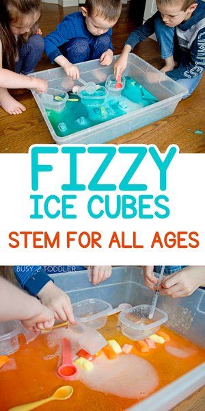 Fizzy Ice Cubes: Kids Science Experiment - Busy Toddler Kids Science Experiment, Science Activities For Toddlers, Vetenskapliga Experiment, Science Experiments Kids Preschool, Science Activity For Kids, Easy Stem, Toddler Science Experiments, Science For Toddlers, Science Week