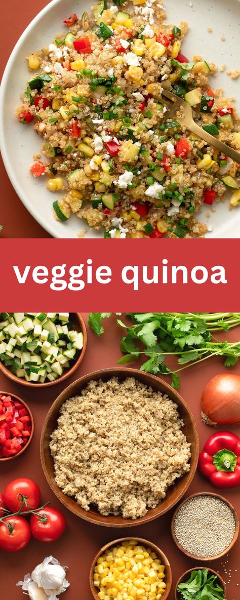 quinoa with vegetables and feta Quinoa Salad With Zucchini, Quinoa With Zucchini Recipes, Quinoa And Vegetables Recipes, Quinoa With Vegetables, Quinoa And Zucchini Recipes, Quinoa Side Dish Recipes, Valencia Diet, Quinoa Recipes Side Dish, Quinoa Side Dish