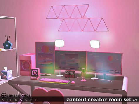 Content Creator Room, Male Decor, Bedroom Gamer, Mod Wall, Gamer Decor, Sims 4 Piercings, Sims 4 Clutter, Free Sims 4, Sims 4 Cc Folder