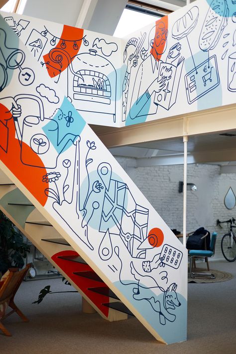 Wallnuts Murals - Oopen Zen Mural, Doodle Mural, Colourful Walls, Chennai Metro, Office Murals, Wall Wrap, Seni Mural, Doodle Wall, Mural Art Design