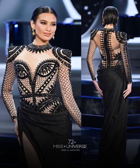 Michelle Dee Evening Gown, Traditional Filipino Tattoo, Miss Universe Gowns, Filipino Tattoo, Miss Universe Philippines, Ar Filter, Filipino Fashion, Barbie Dress Fashion, Miss Universe