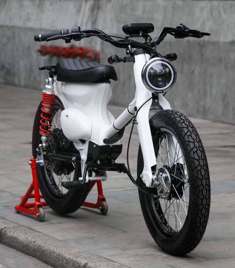 Honda eCub - A Honda Cub Electric Conversion Kit 10 C90 Honda, Supermoto Bikes, Electric Bicycle Design, Honda C90, Eletric Bike, Electric Bikes For Sale, Custom Bikes Cafe Racers, Honda C70, Honda Super Cub