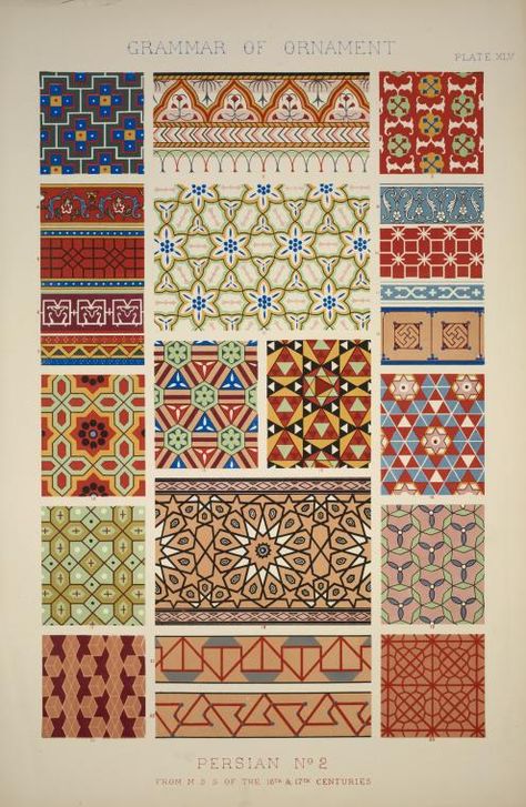 Ancient Ornaments, Grammar Of Ornament, Vintage Art Wall, Leaf Vector, Owen Jones, Arabic Pattern, Persian Art, Soyut Sanat Tabloları, Persian Pattern