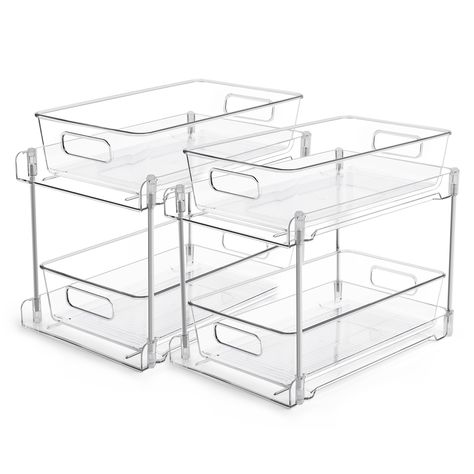 PRICES MAY VARY. ESSENTIALS STORAGE PREFERRED: The multi-purpose organizer storage is a good helper to keep your vanity or bathroom countertop tidy. It can also be used as under sink organizer, kitchen organization, pantry organizer, refrigerator storage, cabinet storage. Perfect for storing cosmetics, toiletries, perfumes, cleaning supplies, snacks, bottles, spice jars. EASY TO INSTALL: No tools required, setup is easy and takes only a few minutes. You can effortlessly assemble a stable pull-ou Counter Storage, Vanity Counter, Pantry Kitchen, Under Sink, Storage Container, Storage Organizer, Bathroom Storage, Pantry, 2 Pack