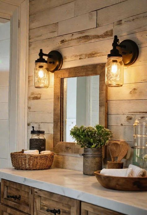 24 Cozy Chic Farmhouse Bathroom Designs You'll Love Modern Farmhouse Furniture, Farmhouse Bathroom Design, Cabin Bathrooms, Bathroom Farmhouse Style, Casa Country, House Decor Rustic, Rustic Bathrooms, Chic Farmhouse, Farmhouse Bathroom Decor