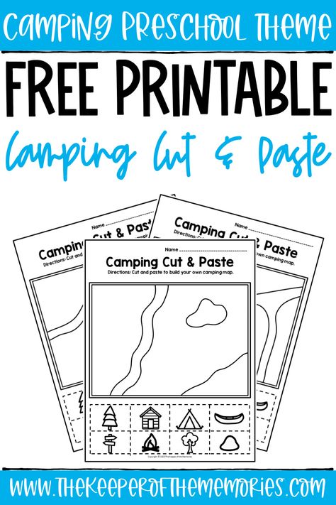 The Great Outdoors Theme Preschool, Camping Theme Activities For Preschool, Camping Worksheets For Preschool, Cutting Worksheets Preschool, Camping Preschool Theme, Camping Crafts Preschool, Preschool Camping, Therapy Crafts, Camping Printables